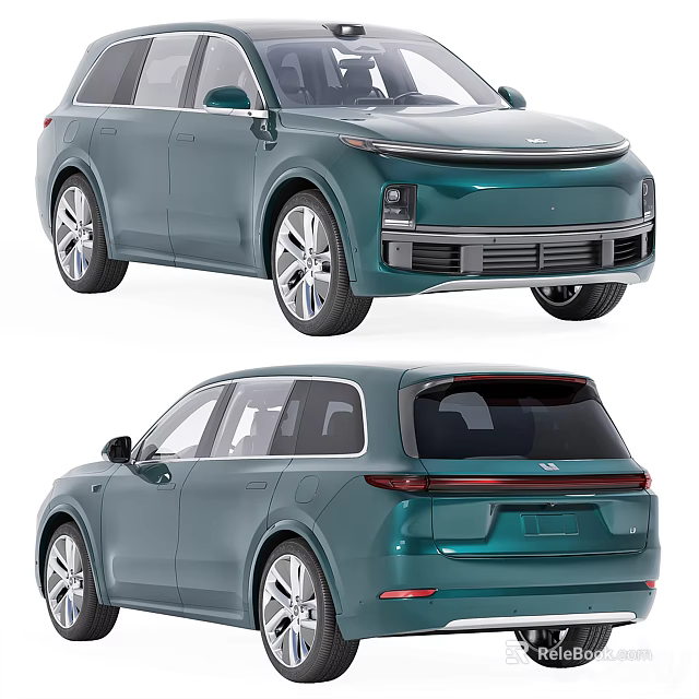 Teal SUV Modern Exterior Design With Front Grille Rear Taillights And Silver Wheels 3d model 