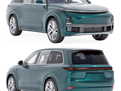 Teal SUV Modern Exterior Design With Front Grille Rear Taillights And Silver Wheels 3d model