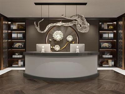New Chinese Front Desk Large Lobby 3d model
