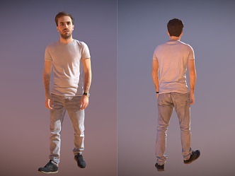 Casual Men's Standing Posture Men's European and American Whites 3d model