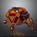 Polygonal Red Orange Creature With Geometric Shell And Glowing Limb Parts 3d model