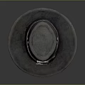 Vintage Wide Brim Hat With Leather Belt And Metal Buttons