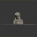 Ancient Cannon Weapon on Octagonal Stone Platform with Rustic Wheels and Weathered Surface