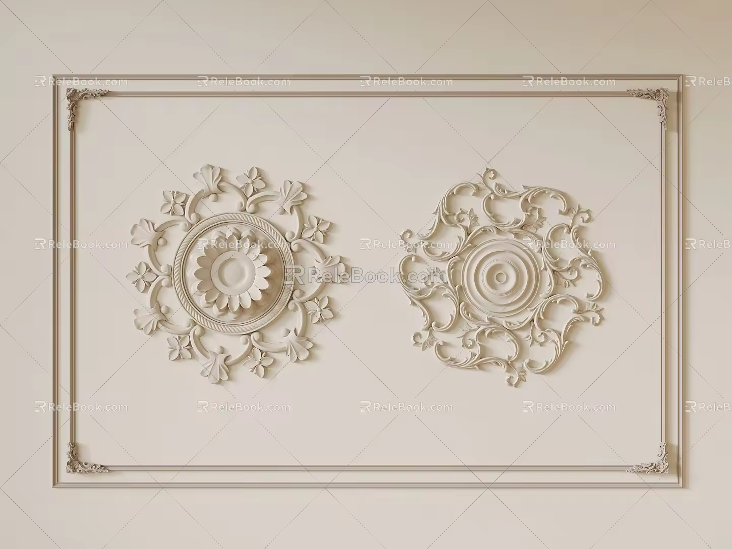 French retro style lamp panel 3d model