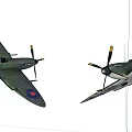 Two Green And White Vintage Fighter Planes In Flight With Propellers And Roundel Markings