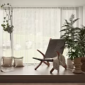 Comfortable Modern Lounge Chair By Window With Green Plants And Soft Pillows