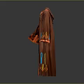 Brown Hooded Robe With Colorful Embroidery On Cuffs And Hem Long Sleeves