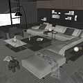 Modern Sectional Sofa And Coffee Table Set With Area Rug Bookshelf And Floor Lamp