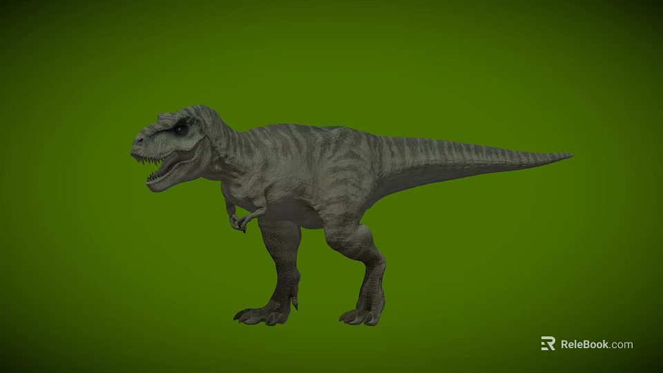 Realistic Detailed Tyrannosaurus Rex 3D Model Standing On Green Background 3d model 