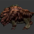 Game Movie Character With Red Fur And Green Stone Back Fierce Monster Design