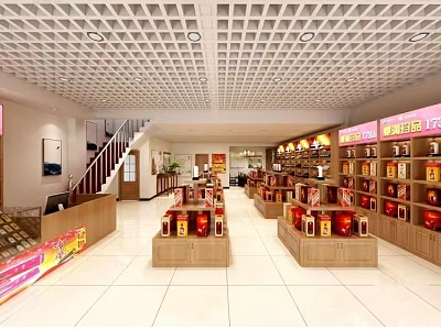 Tobacco Hotel Tobacco White Wine Store 3d model