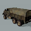 Military Style Utility Vehicle With Long Cargo Body Multi wheel Design And Storage Compartment