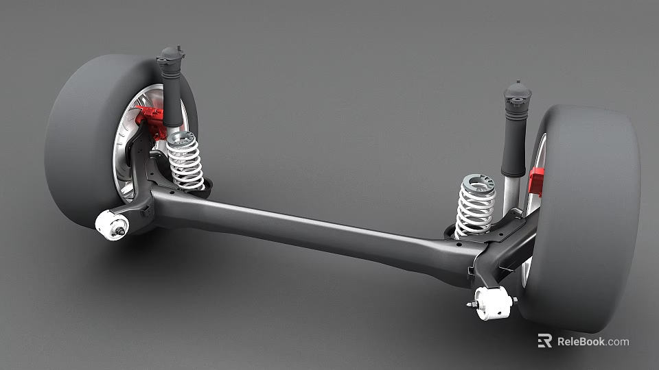 Automotive Suspension System With Wheels Springs Shock Absorbers And Components 3d model 