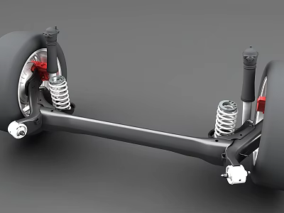 Automotive Suspension System With Wheels Springs Shock Absorbers And Components 3d model