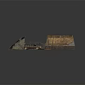 Rustic Thatched Tent with Wooden Fence Bench and Mats Setup Scene
