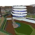 Modern Urban Building Complex With Multiple Contemporary Structures And Green Spaces 3d model