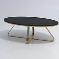 Oval Black Marble Top Coffee Table With Gold Metal Frame Modern Design 3d model