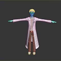 Cartoon Character With White Long Coat Brown Pants And Gray Hair Arms Outstretched