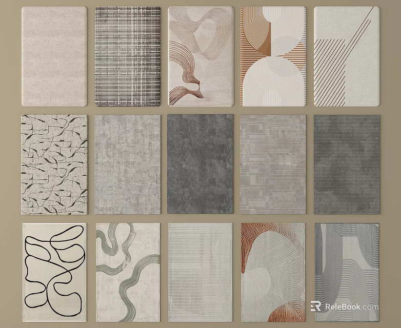 Square Rugs With Various Modern Patterns And Stylish Textures For Home Decor 3d model