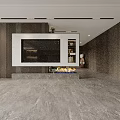 Modern Living and Dining Room Interior With White Sofa Coffee Table And Herringbone Rug