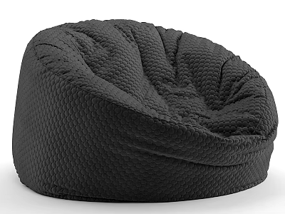 Black Bean Bag Chair with Soft Quilted Fabric Round Comfortable Design for Living Room 3d model