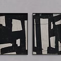 Two Black And White Abstract Paintings In Modern Frames For Home Decor 3d model