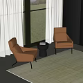 Modern Sofa Chair Recliner Single Person Sofa Casual Chair Round Side Tables 3d model