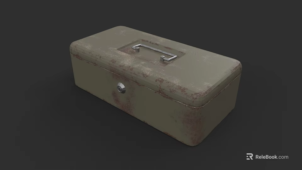 Vintage Storage Cabinet with Metal Handle Lock and Rusty Stained Surface 3d model 