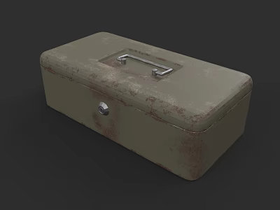 Vintage Storage Cabinet with Metal Handle Lock and Rusty Stained Surface 3d model