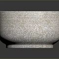 Round Stone Bowl With Textured Beige Surface And Blue Speckles Decorative Functional Container