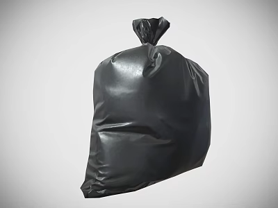 Black Trash Bag With Tie Top For Household Garbage Collection And Durable Plastic 3d model