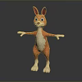 3D Cartoon Kangaroo Character with Orange Fur White Belly Big Ears and Blue Eyes Standing