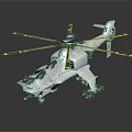 Modern Gray Helicopter With Rotors Cockpit And Fuselage Design Details