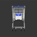 Durable Metal Shopping Cart With Blue Handle Label Basket And Wheels For Retail Use