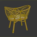 Natural Rattan Kids Chair With Curved Back Design And White Cushion