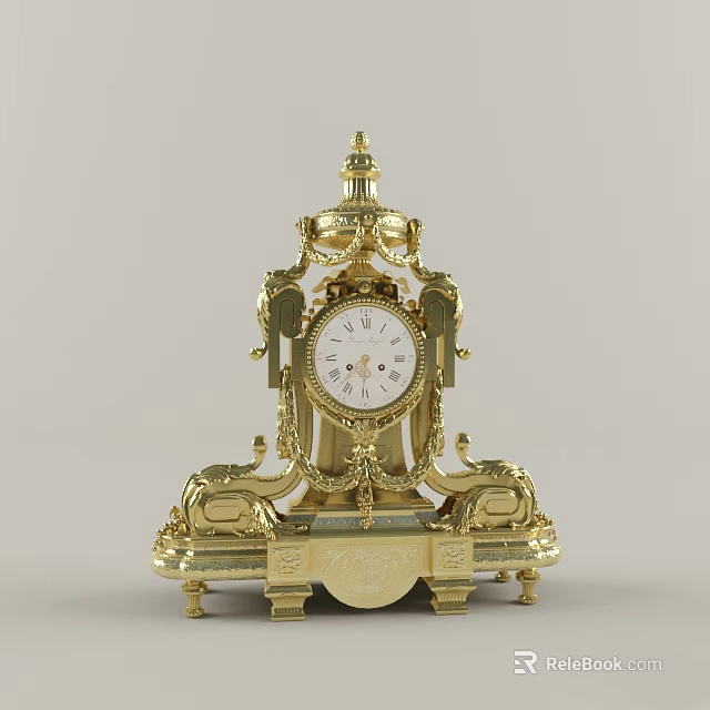 Elegant Gold Jewelry Mantel Clock With Intricate Ornate Decorations And Luxury Craftsmanship 3d model 