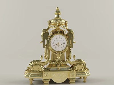 Elegant Gold Jewelry Mantel Clock With Intricate Ornate Decorations And Luxury Craftsmanship 3d model