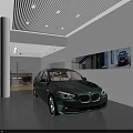 Modern 4S Car Dealership Showroom With Green BMW Vehicle On