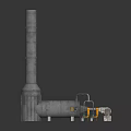 Industrial Machinery Components With Tall Vertical Cylindrical Pipe Horizontal Tank And Connecting Control Valves