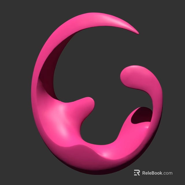 Pink Abstract Curved Decorative Ornament Set With Sleek Smooth Surface For Modern Home 3d model 