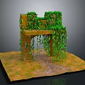 Ancient Stone Arch Covered With Overgrown Green Vines In Natural Rural Landscape