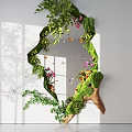 Indoor Landscape Design With Green Plants Butterflies Window Light Shadows And Tree Shaped Mirror