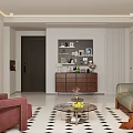 Warm Mid Century Living Dining Room Interior Design With Cat Tree And Comfortable Lounge Chair