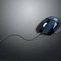 Black Wired Gaming Mouse With Yellow Logo And Modern Ergonomic Design