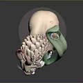 Game and Movie Character Featuring Cat Ears Sharp Teeth Green Tentacle Sushi Element