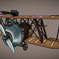Vintage Biplane Passenger Plane With Wooden Wings Propeller And 3D Model Design