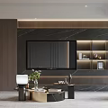 Modern Dining Living Room Interior Design With Chandelier Dining Table Wine Storage Cabinets And Chairs