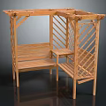 Wooden Garden Pergola Structure With Lattice Design Bench And Shelves