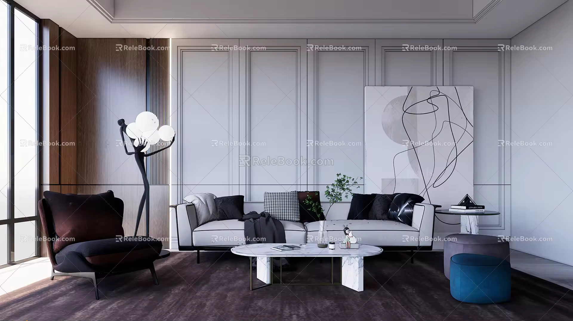 Modern sofa coffee table combination 3d model