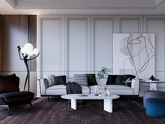 Modern sofa coffee table combination 3d model